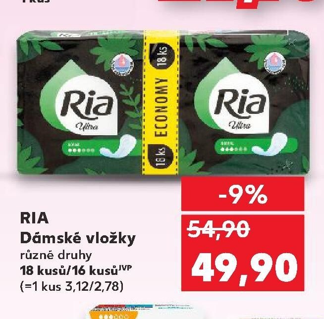 RIA Dámské vložky různé druhy 18 kusů