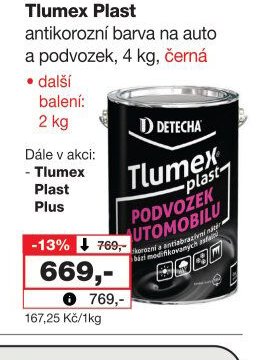 Tlumex Plast antikorozní barva na auto a podvozek, 4 kg, černá