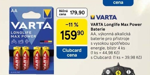Baterie alkalické Longlife Max Power Varta