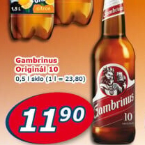 Pivo světlé výčepní Originál 10° Gambrinus