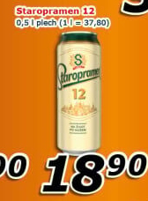 Pivo světlý ležák 12° Staropramen