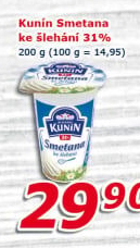 Smetana ke šlehání Mlékárna Kunín 31%
