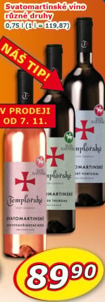 Vína Templářské sklepy Čejkovice - svatomartinské