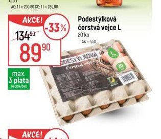 Podestýlková čerstvá vejce L