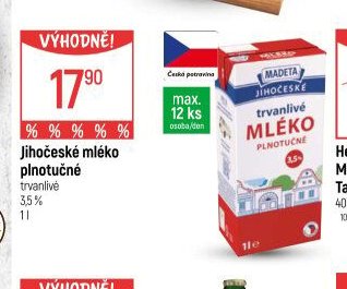 Jihočeské mléko plnotučné