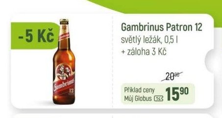 Gambrinus Patron 12 světlý ležák, 0,5 l