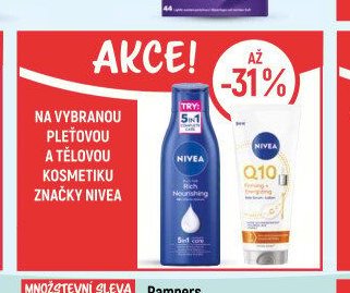 Na vybranou pleťovou a tělovou kosmetiku značky Nivea