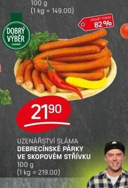Uzenářství Sláma Debrecínské párky ve skopovém střívku