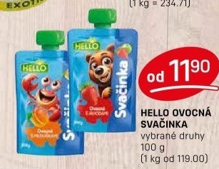 Ovocná kapsička Svačinka Hello