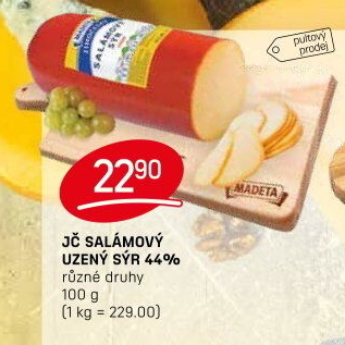 Sýr uzený salámový 44% Jihočeský Madeta