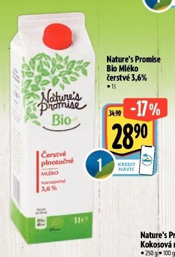Nature's Promise Bio Mléko čerstvé 3,6%