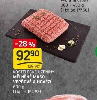 KOSTELECKÉ UZENINY MĚLNĚNÉ MASO VEPŘOVÉ A HOVĚZÍ
