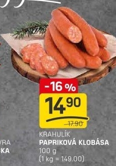 Papriková klobása Krahulík