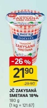Smetana zakysaná Jihočeská Madeta 18%