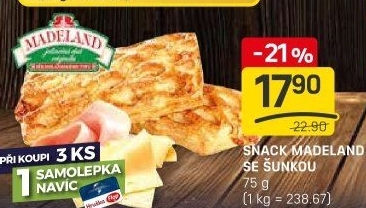 Snack Madeland se šunkou La Lorraine