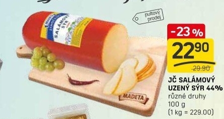 Sýr uzený salámový 44% Jihočeský Madeta