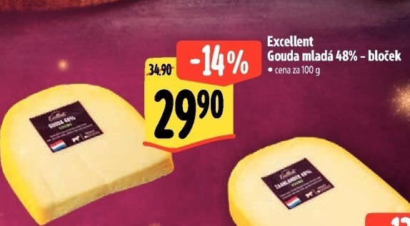 Sýr Gouda mladá 48% Albert Excellent
