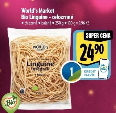 Těstoviny celozrnné chlazené Bio World'