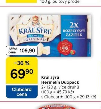 Král sýrů Hermelín Duopack