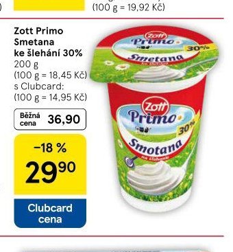 Zott Primo Smetana ke šlehání 30%