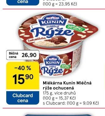 Mlékárna Kunín Mléčná rýže ochucená 175 g