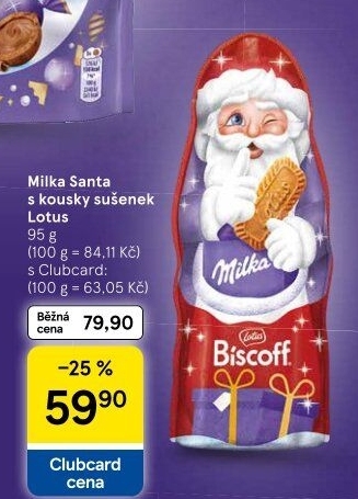 Čokoládový Santa Lotus Milka