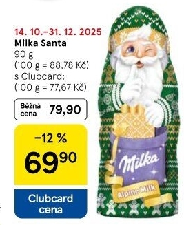 Čokoládový Santa Milka