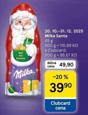 Čokoládový Santa Milka