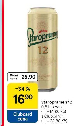 Pivo světlý ležák 12° Staropramen
