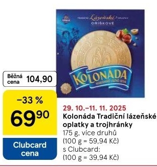 Lázeňské oplatky Kolonáda Opavia