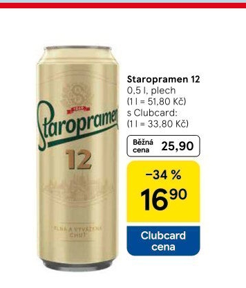 Pivo světlý ležák 12° Staropramen