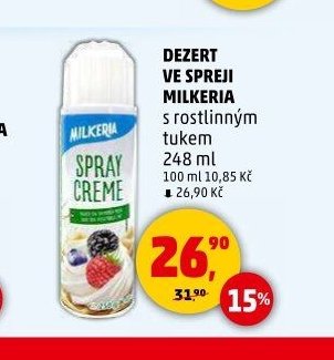 Milkeria Dezert ve spreji s rostlinným tukem 248ml