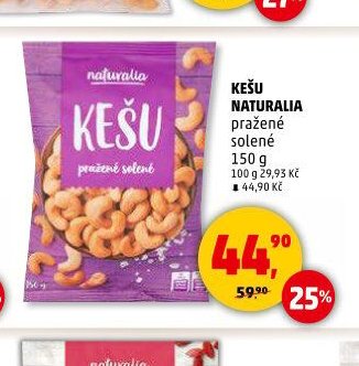 KEŠU NATURALIA pražené solené