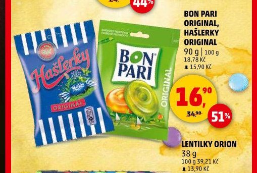 BON PARI ORIGINAL, HAŠLERKY ORIGINAL