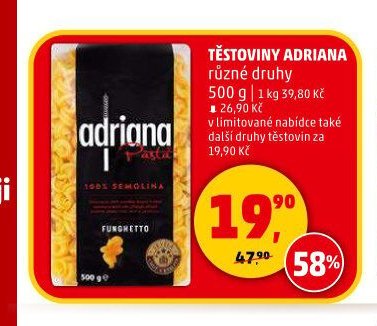 Těstoviny Adriana různé druhy