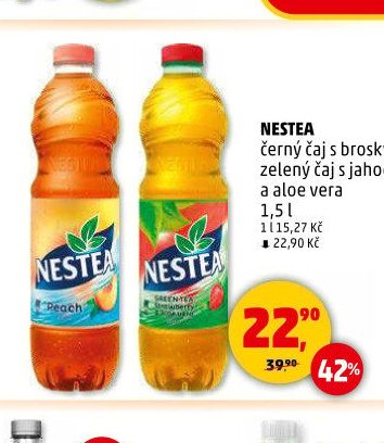 NESTEA černý čaj s broskví, zelený čaj s jahodou a aloe vera
