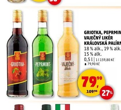Griotka, Peprmint, Vaječný likér Královská palírna