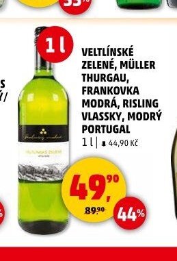 Veltlínské zelené, Müller Thurgau, Frankovka modrá, Risling vlassky, Modrý Portugal