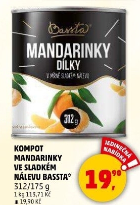 Kompot mandarinky Bassta