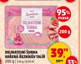 Šunka delikatesní vařená Řezníkův talíř