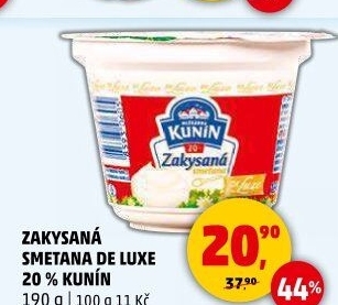 Zakysaná smetana de luxe Mlékárna Kunín 20%