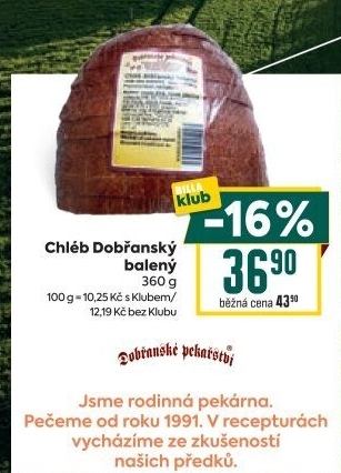 Chléb Dobřanský Dobřanské pekařství