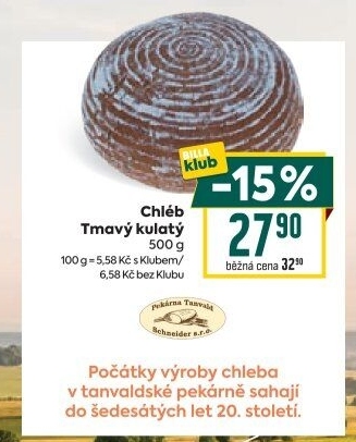 Chléb tmavý Pekárna Tanvald