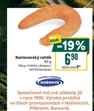 Rohlík Karlovarský Hořovická pekárna a cukrárna