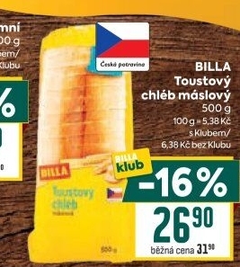 Toustový chléb Billa