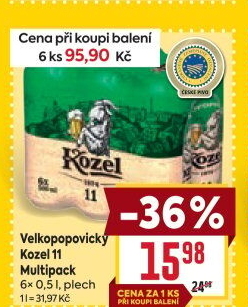 Pivo světlý ležák 11° Medium Velkopopovický Kozel