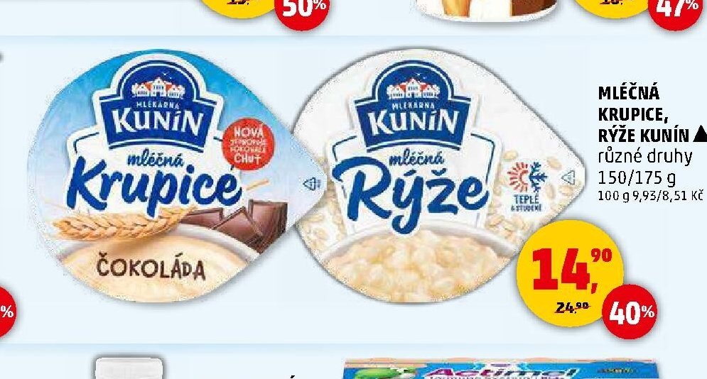 MLÉČNÁ KRUPICE, RÝŽE KUNÍN různé druhy