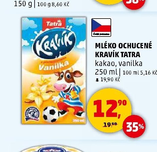 MLÉKO OCHUCENÉ KRAVÍK TATRA kakao, vanilka