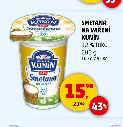 SMETANA NA VAŘENÍ KUNÍN 12 % tuku