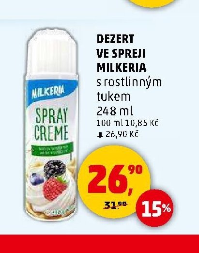 DEZERT VE SPREJI MILKERIA s rostlinným tukem